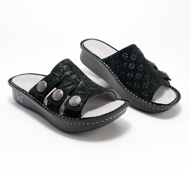 Alegria Leather Adjustable Slide Sandals - Julee — View 14