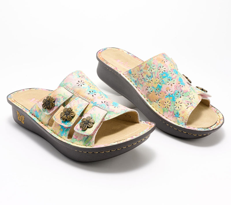 Alegria Leather Adjustable Slide Sandals - Julee — View 16