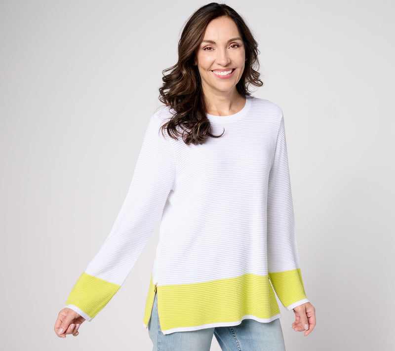 zuda EcoVero Color Blocked Sweater w/ Side Seam Zippers — View 13