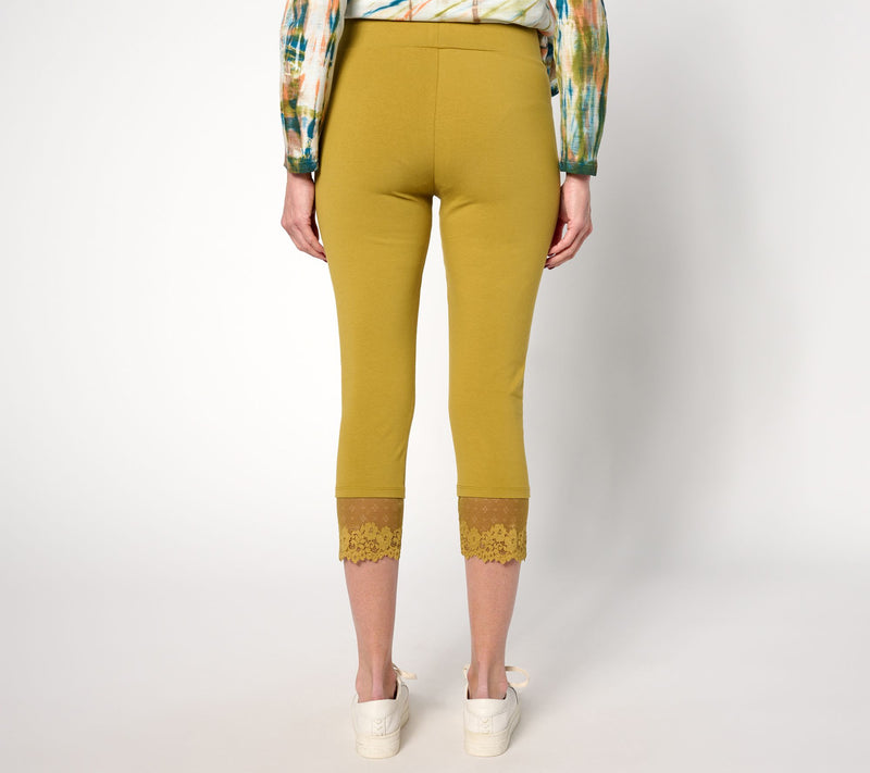 LOGO Layers by Lori Goldstein Regular Cropped Legging with Lace Trim — View 10