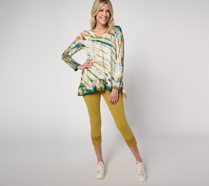 LOGO Layers by Lori Goldstein Tall Cropped Legging with Lace Trim — View 11