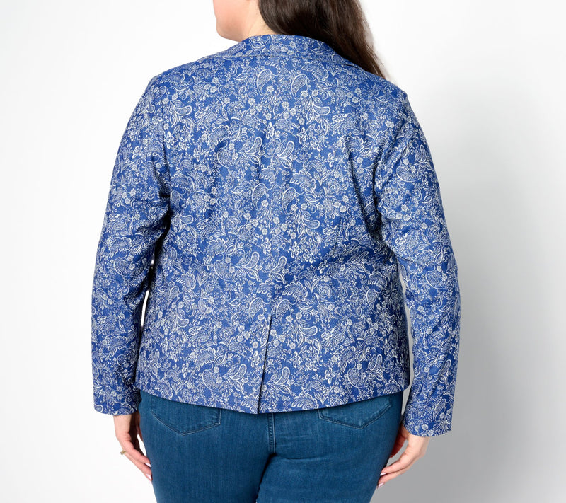 Isaac Mizrahi Live! Super Stretch Woven Jacquard Blazer — View 4