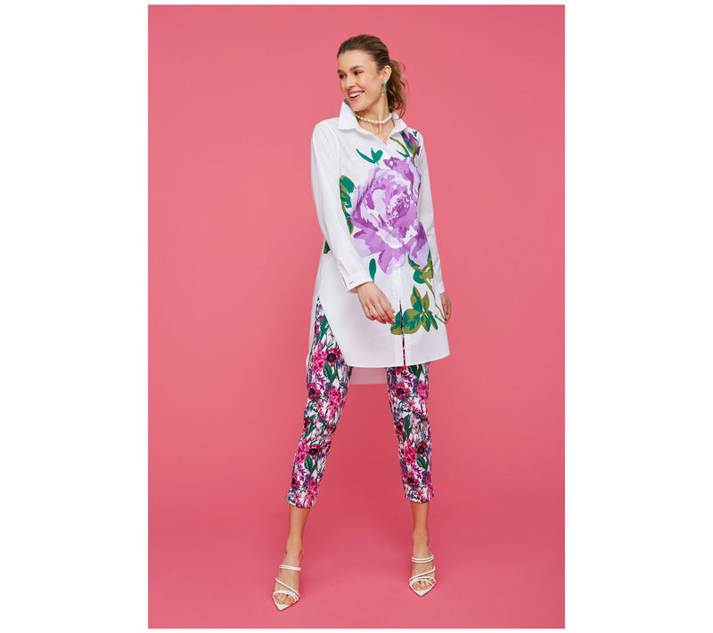 Isaac Mizrahi Live! Petite Placement Floral Print Poplin Tunic — View 13