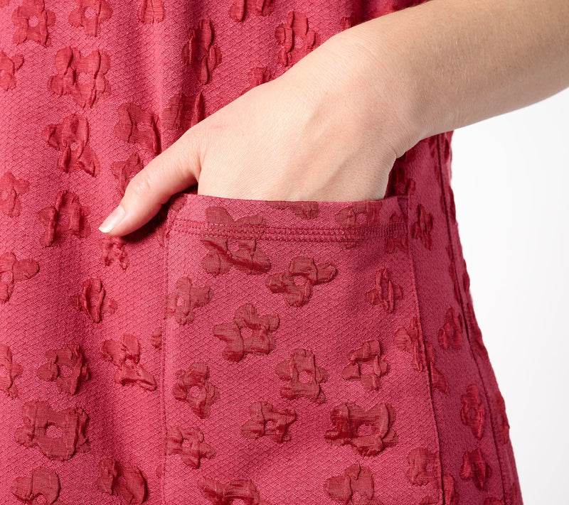 LOGO by Lori Goldstein Elbow-Sleeve Textured Jacquard Top — View 4