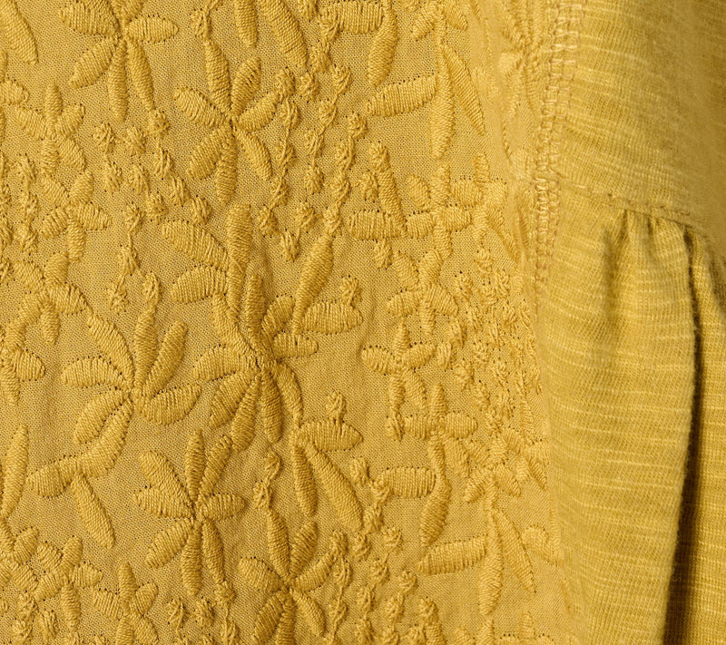 LOGO by Lori Goldstein Long Sleeve Split Neck Top with Embroidery — View 4
