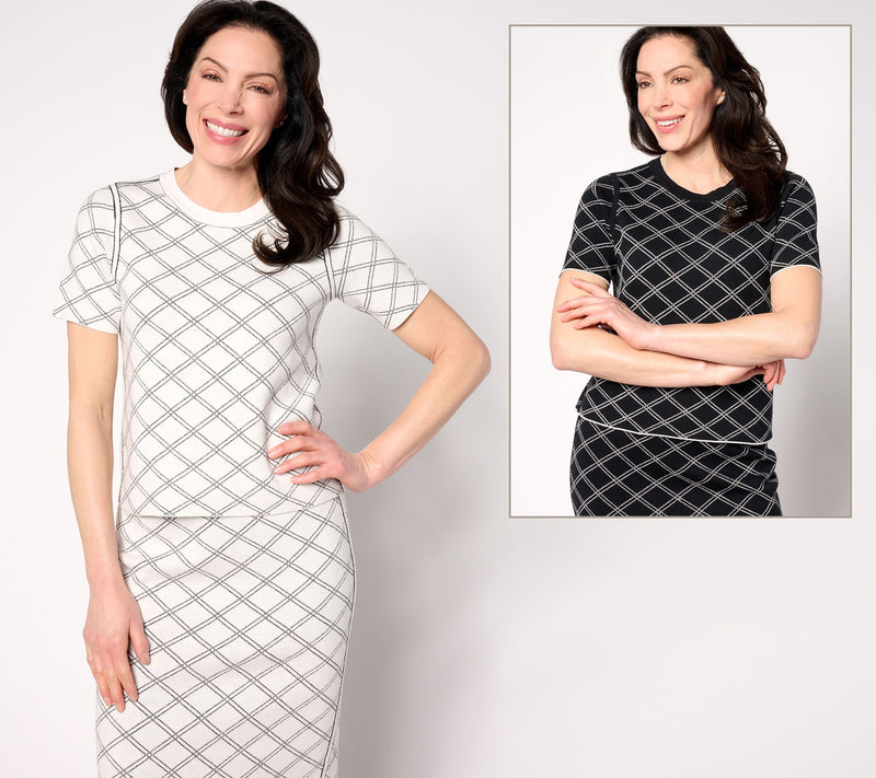 Isaac Mizrahi Live! Reversible Jacquard Short Sleeve Sweater — View 9