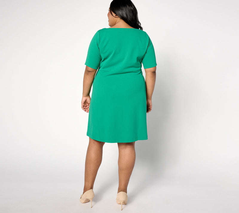 Isaac Mizrahi Live! Petite Placement Print Elbow Sleeve Shift Dress — View 6