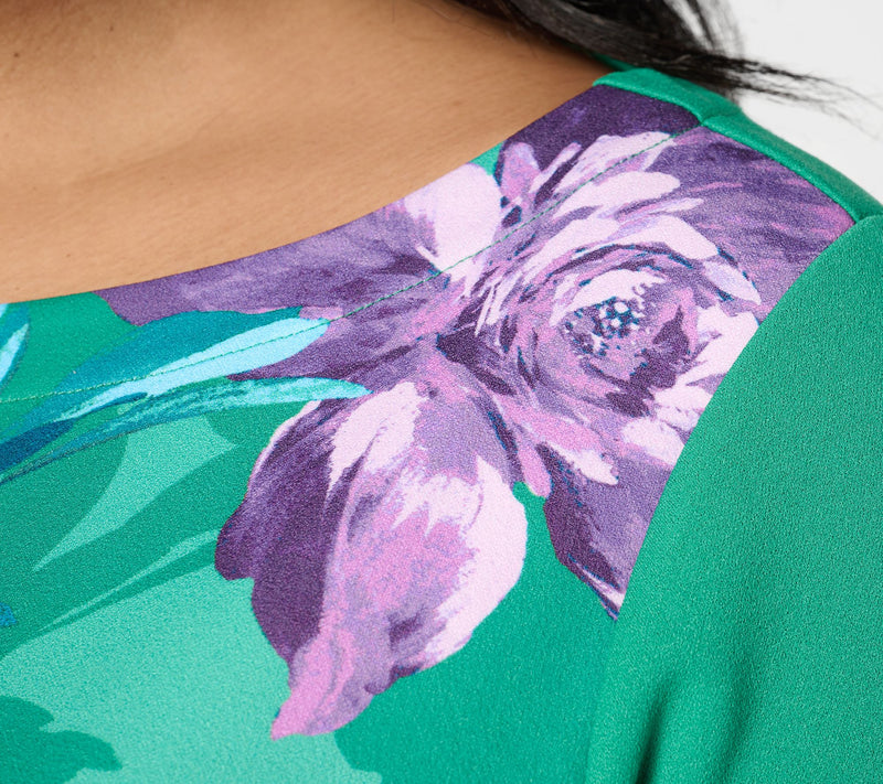 Isaac Mizrahi Live! Petite Placement Print Elbow Sleeve Shift Dress — View 7