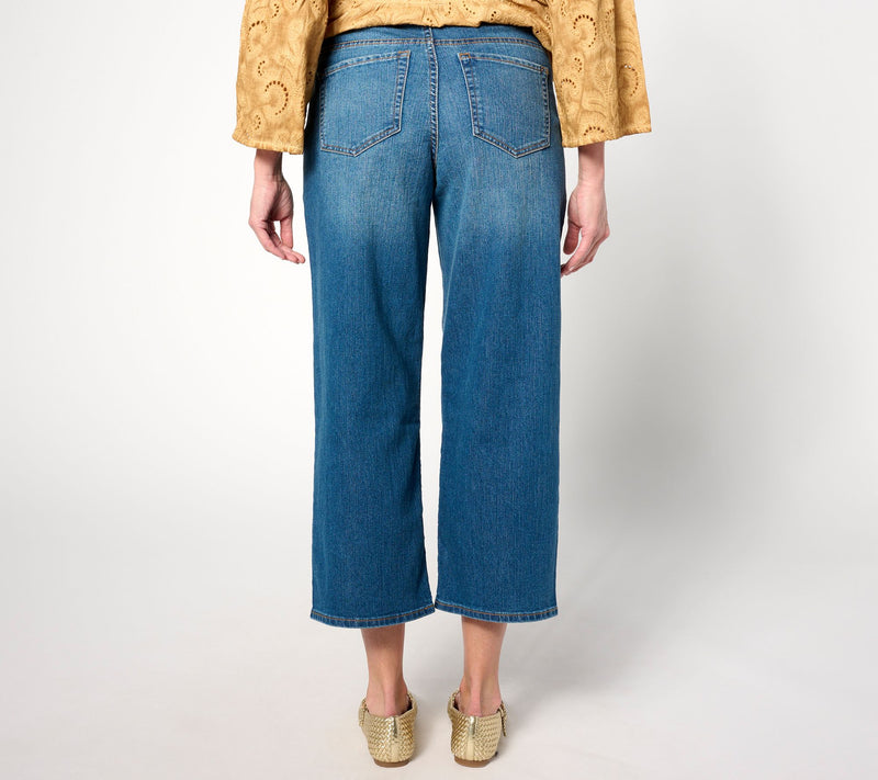 LOGO by Lori Goldstein Regular Wide-Leg Crop Jeans — View 8