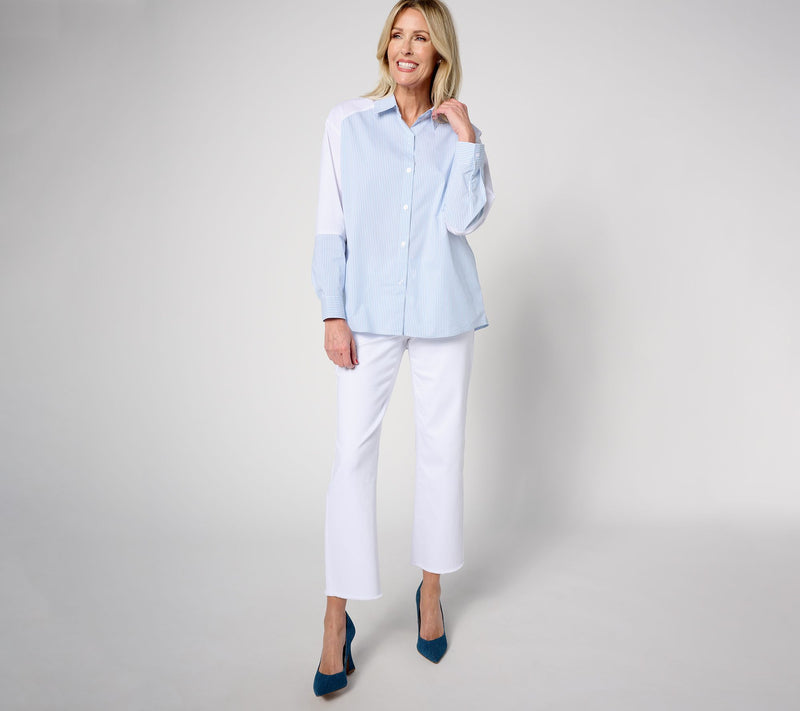 Studio Park x Leah Williams Color Block Classic Button Down Shirt — View 7
