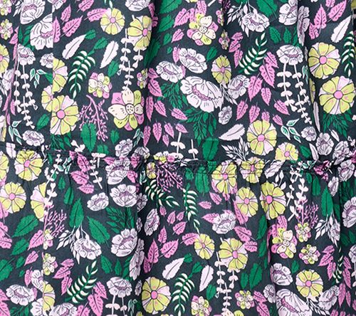 AnyBody Petite Printed Knee Length Dress with Smocked Sleeves — View 2