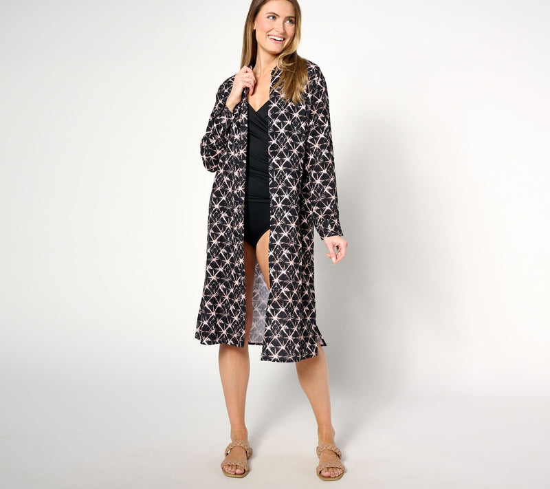 Denim & Co. Beach Regular Gauze Button Front Cover Up — View 5