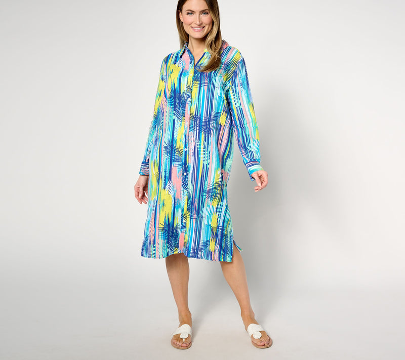 Denim & Co. Beach Regular Gauze Button Front Cover Up — View 7