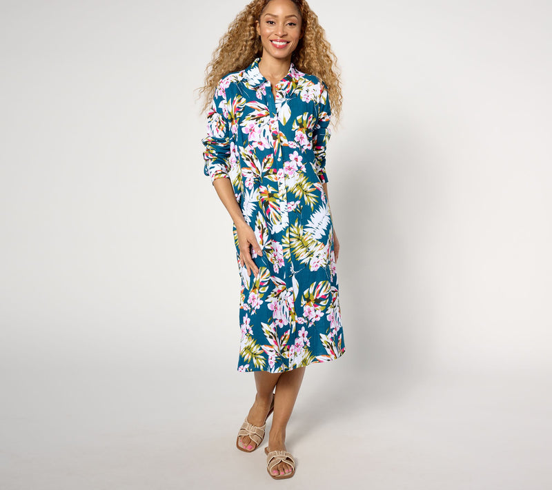 Denim & Co. Beach Regular Gauze Button Front Cover Up — View 3