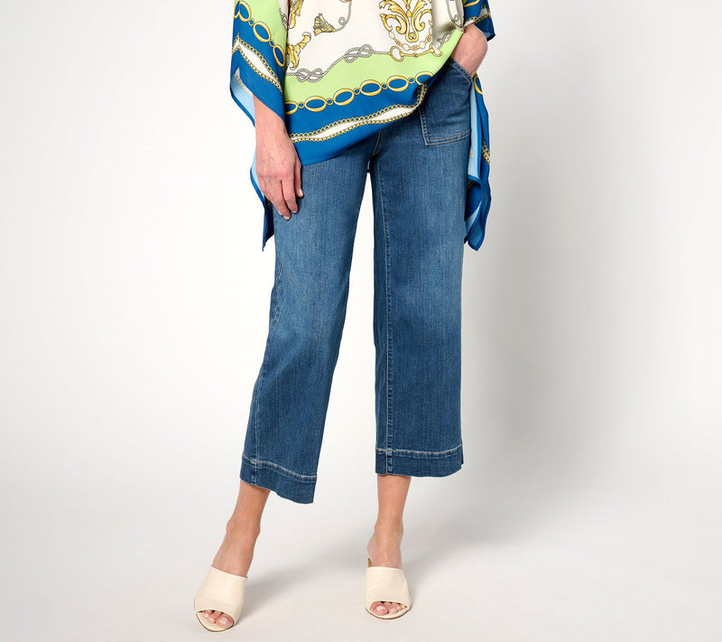 Belle by Kim Gravel Petite TripleLuxe Denim Wide Leg Cropped Pants — View 9