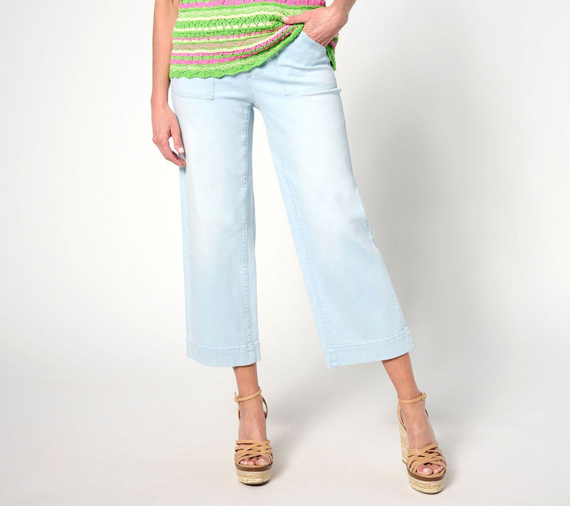Belle by Kim Gravel Petite TripleLuxe Denim Wide Leg Cropped Pants — View 3