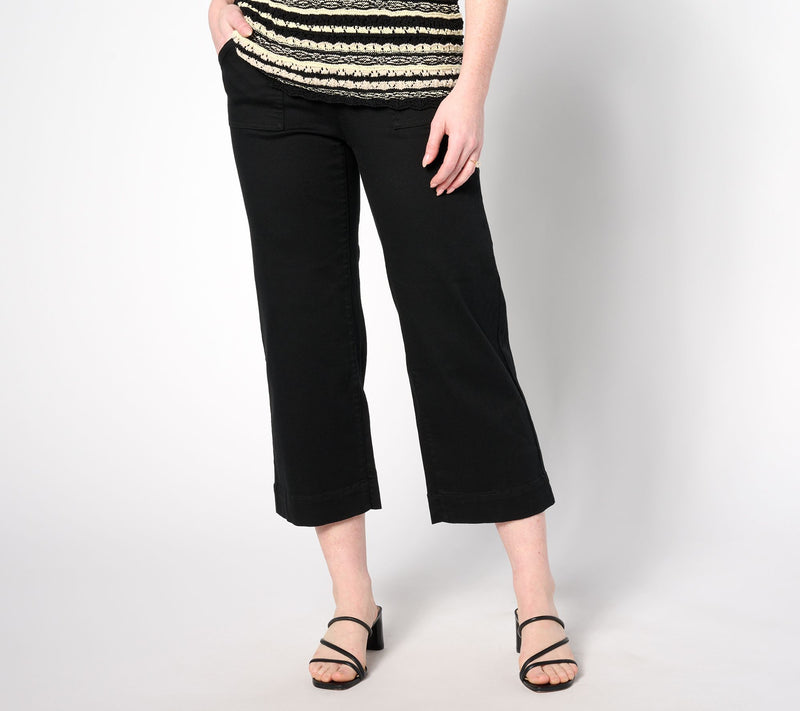 Belle by Kim Gravel Petite TripleLuxe Twill Wide Leg Cropped Pants — View 7