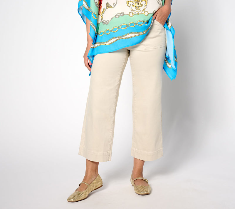 Belle by Kim Gravel Petite TripleLuxe Twill Wide Leg Cropped Pants — View 3