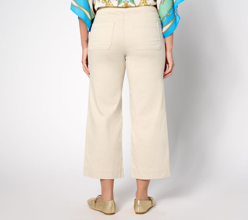Belle by Kim Gravel Petite TripleLuxe Twill Wide Leg Cropped Pants — View 8