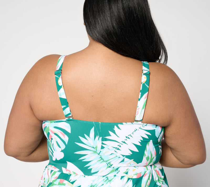 Denim & Co. Beach Faux Wrap Tank Swim Romper — View 11