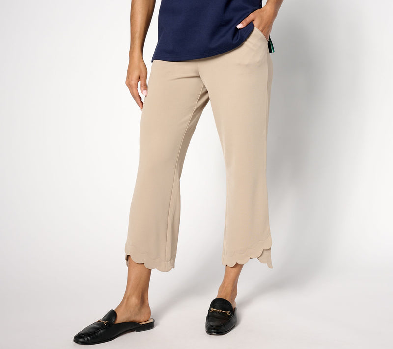 Isaac Mizrahi Live! Petite Pebble Knit Scallop Edge Crop Pants — View 7