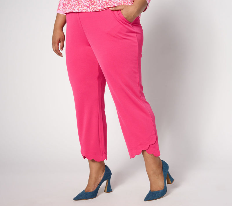 Isaac Mizrahi Live! Tall Pebble Knit Scallop Edge Crop Pants — View 7