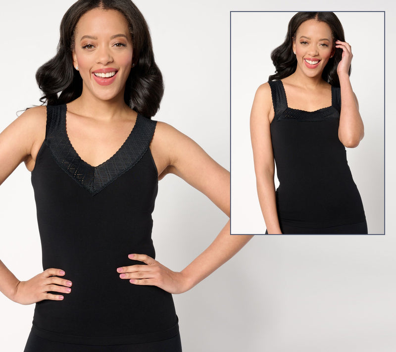 Breezies Comfort Breeze Reversible Seamless Tank w/Lace Neckline — View 15