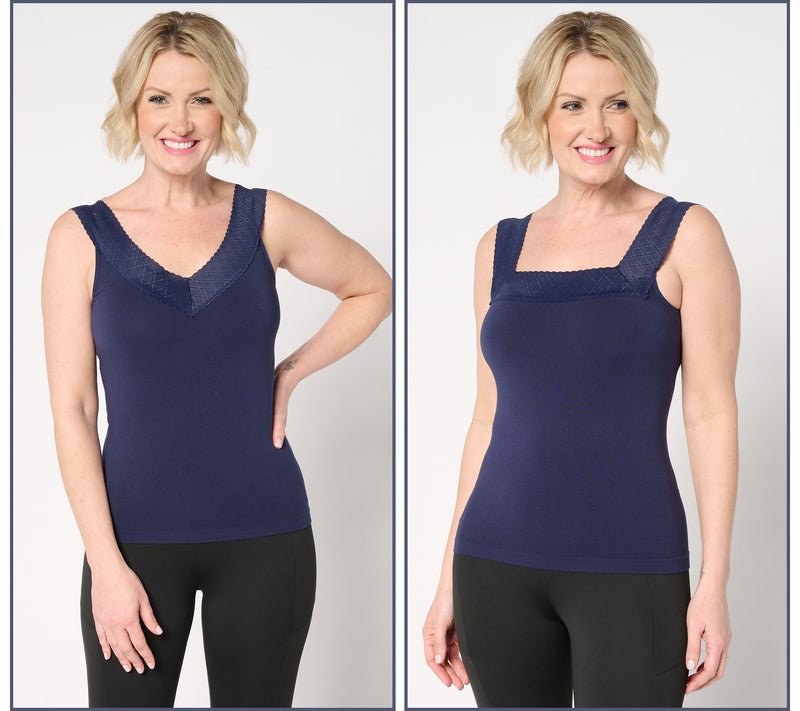 Breezies Comfort Breeze Reversible Seamless Tank w/Lace Neckline — View 12