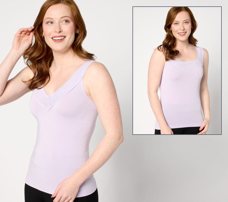 Breezies Comfort Breeze Reversible Seamless Tank w/Lace Neckline — View 9