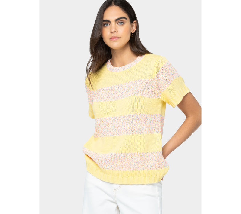 Peace Love World Short Sleeve Neon Sweater — View 8
