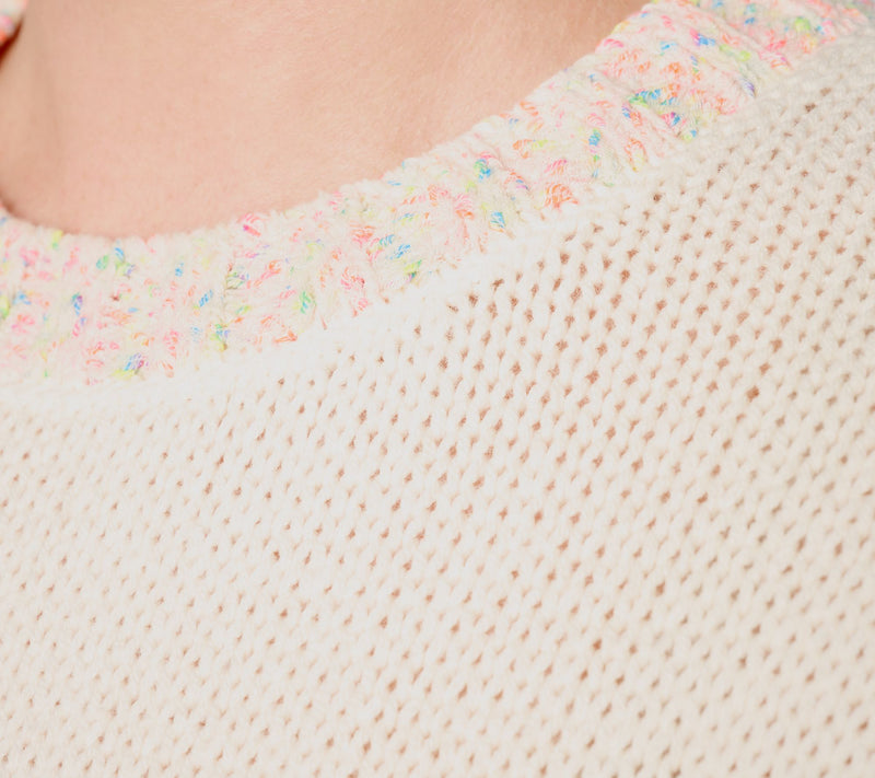 Peace Love World Short Sleeve Neon Sweater — View 6