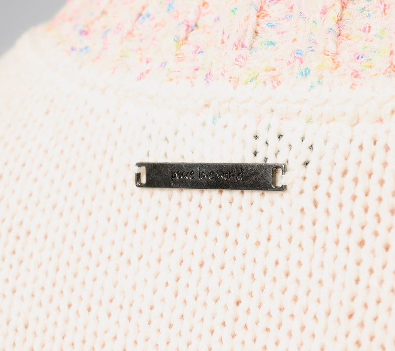 Peace Love World Short Sleeve Neon Sweater — View 5