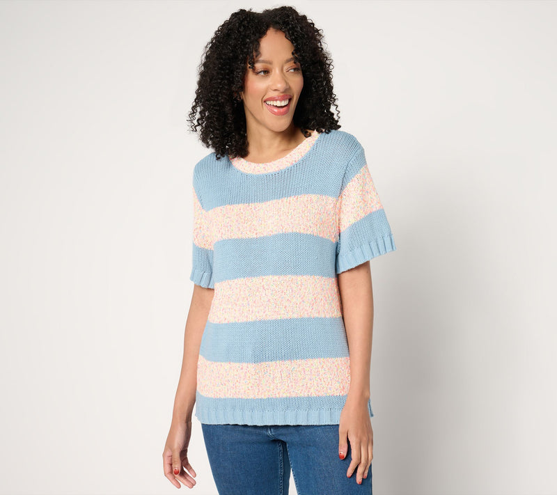 Peace Love World Short Sleeve Neon Sweater — View 14