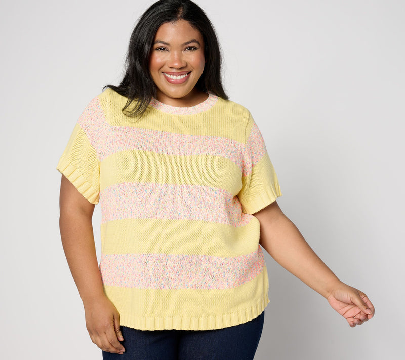 Peace Love World Short Sleeve Neon Sweater — View 15