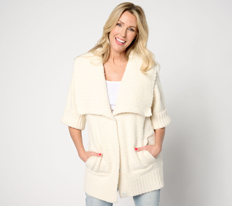 Barefoot Dreams CozyTwist Short Sleeve Sweater Coat — View 5
