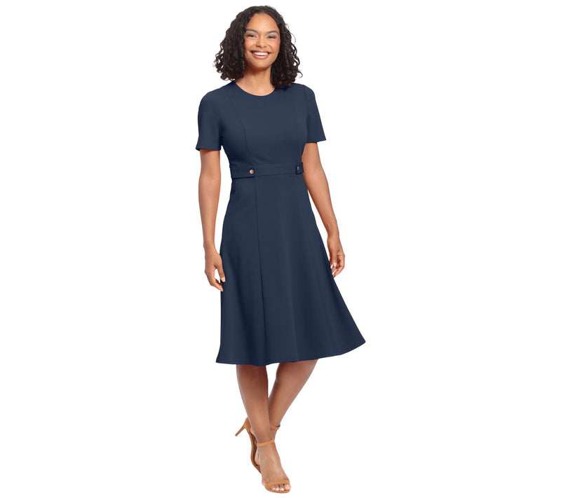 short sleeve side tab midi dress — View 7