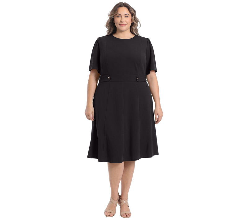 Maggy London Short Sleeve Side Tab Midi Dress-Plus — View 9