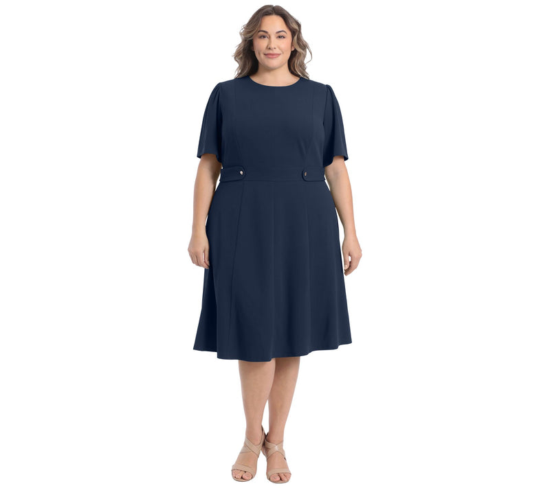 Maggy London Short Sleeve Side Tab Midi Dress-Plus — View 10