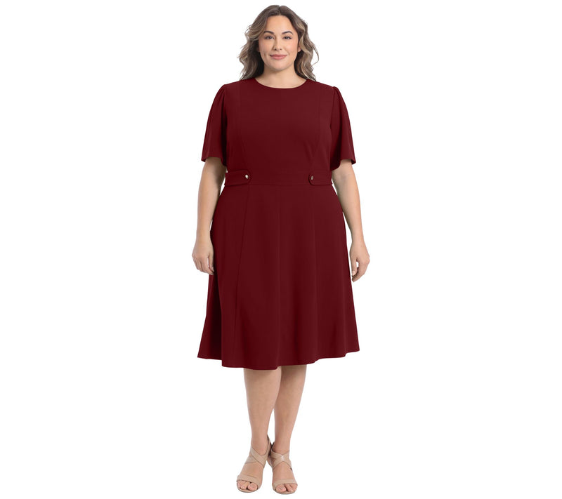 Maggy London Short Sleeve Side Tab Midi Dress-Plus — View 11