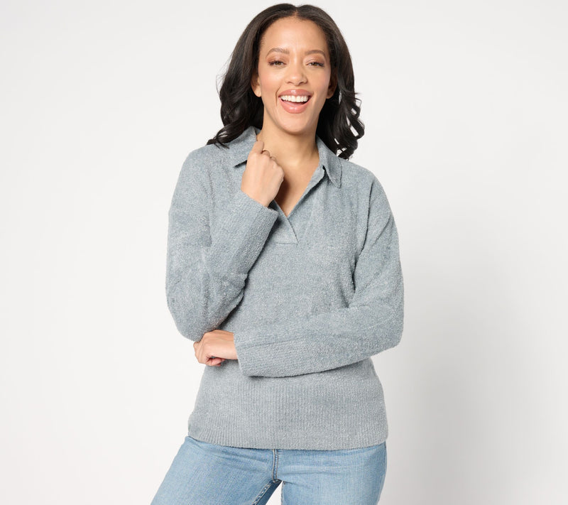 Barefoot Dreams CozyChic Lite Collared Long-Sleeve Pullover — View 3