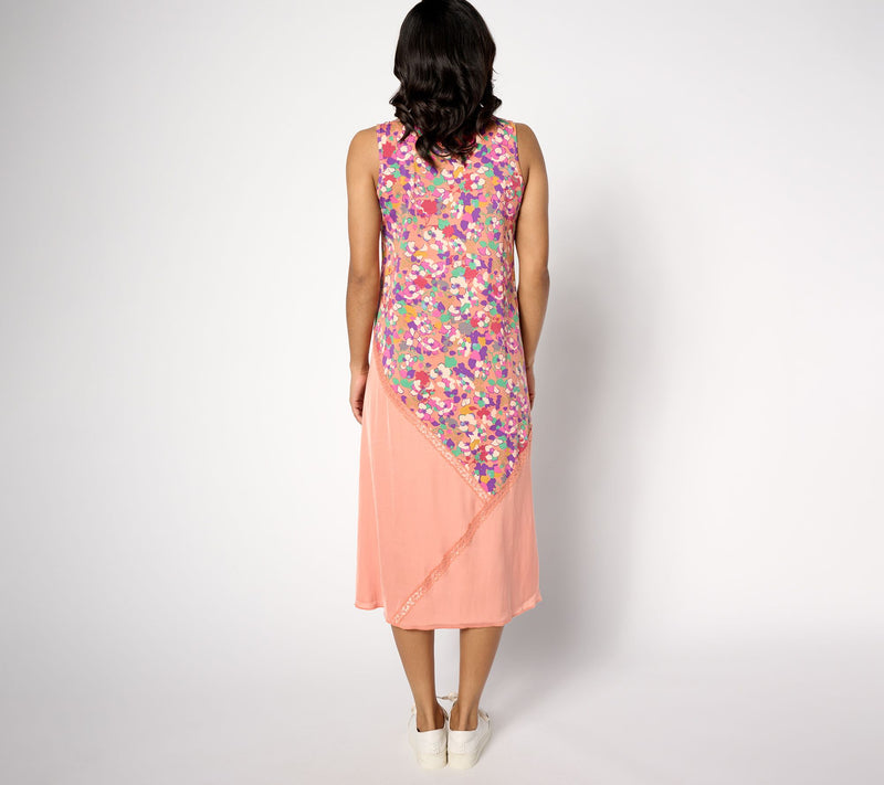 LOGO by Lori Goldstein Petite Mixed Media Printed Dress — View 6