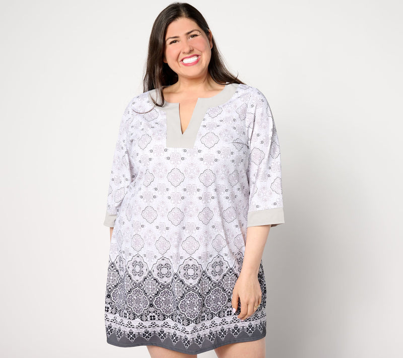 Isaac Mizrahi Live! Bridgehampton Printed Swim Cover Up Dress — View 9