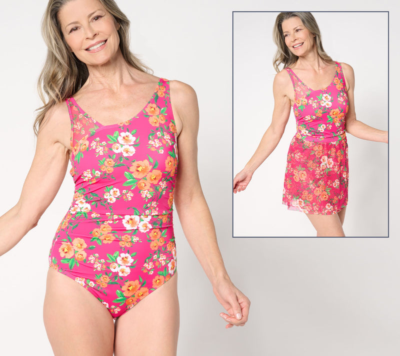 Isaac Mizrahi Live! Bridgehampton One Piece Suit & Mesh Skirt — View 5