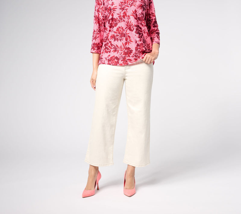 LOGO by Lori Goldstein Tall Natural Wide-Leg Crop Jeans — View 3