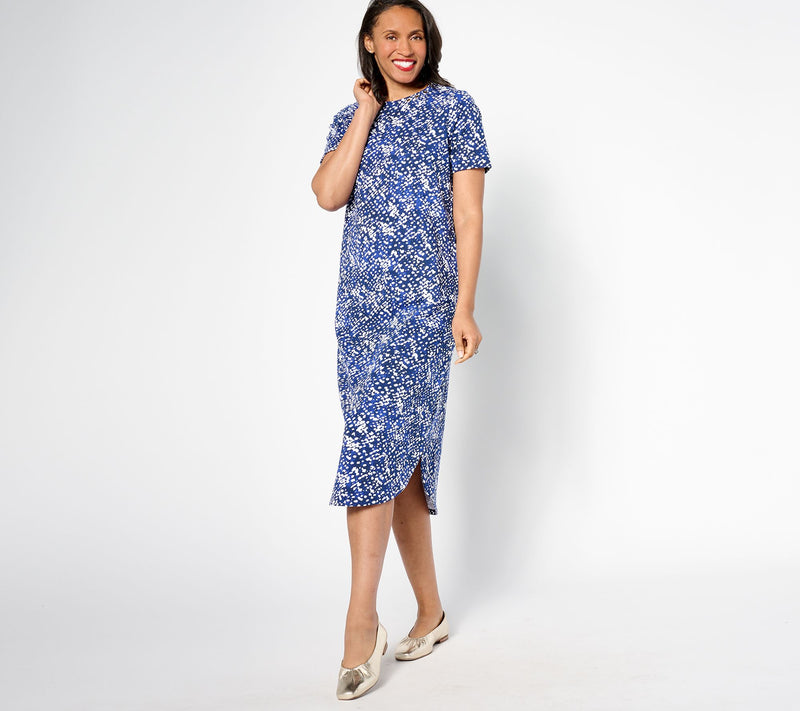 Sport Savvy Petite French Terry Printed Midi T-Shirt Dress — View 2