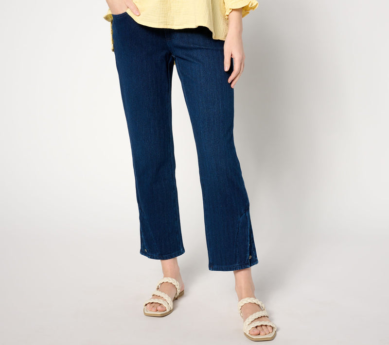 Belle by Kim Gravel Tall Flexibelle Anchor Button Cropped Jean — View 12