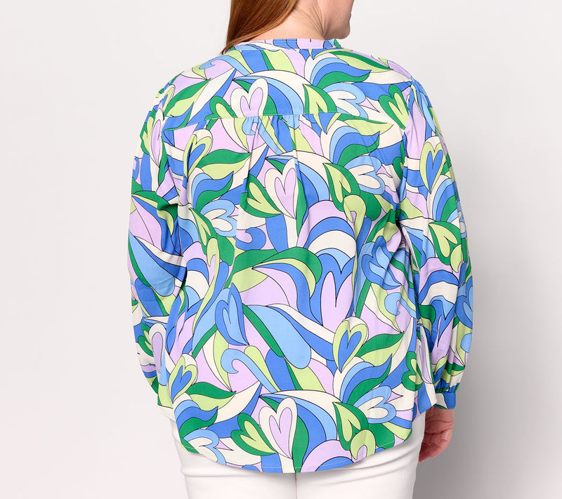Belle by Kim Gravel Mod Amore Split V-Neck Blouse — View 2