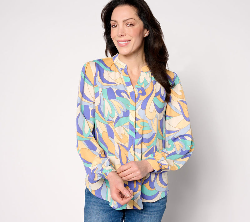 Belle by Kim Gravel Mod Amore Split V-Neck Blouse — View 9