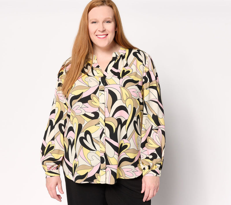 Belle by Kim Gravel Mod Amore Split V-Neck Blouse — View 10