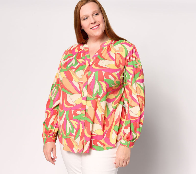 Belle by Kim Gravel Mod Amore Split V-Neck Blouse — View 11